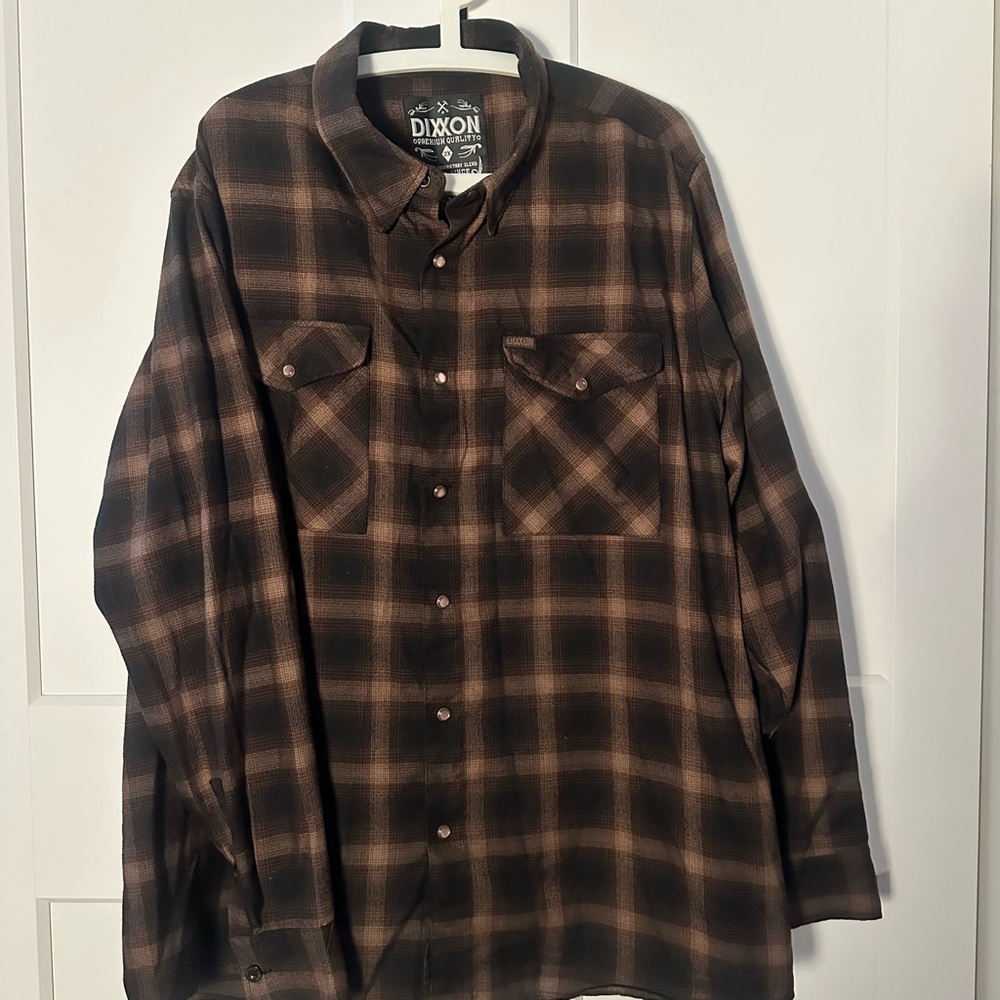 DIXXON Men's Dark Brown “BOURBON” Plaid Button Down Shirt